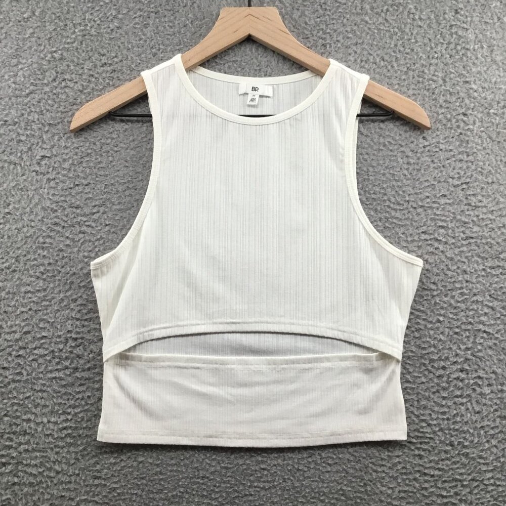 White Ribbed Sleeveless Top